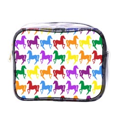 Colorful Horse Background Wallpaper Mini Toiletries Bag (One Side)