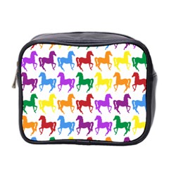 Colorful Horse Background Wallpaper Mini Toiletries Bag (Two Sides)