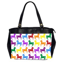 Colorful Horse Background Wallpaper Oversize Office Handbag (2 Sides)