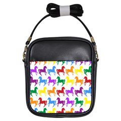 Colorful Horse Background Wallpaper Girls Sling Bag