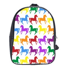 Colorful Horse Background Wallpaper School Bag (XL)