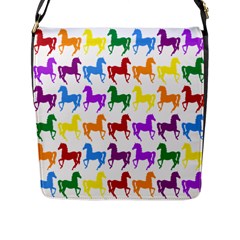 Colorful Horse Background Wallpaper Flap Closure Messenger Bag (L)