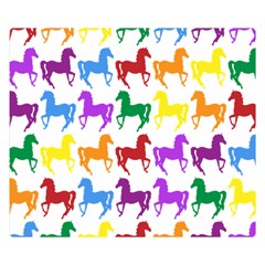 Colorful Horse Background Wallpaper Two Sides Premium Plush Fleece Blanket (Small)
