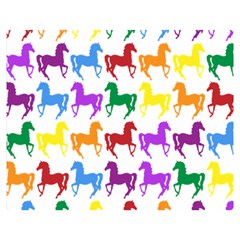 Colorful Horse Background Wallpaper Two Sides Premium Plush Fleece Blanket (Medium)