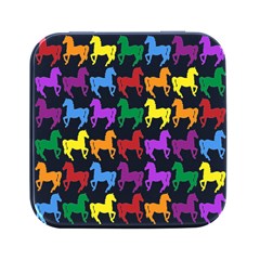 Colorful Horse Background Wallpaper Square Metal Box (Black)