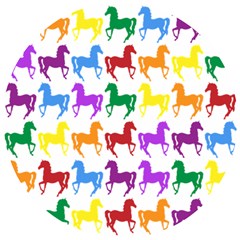 Colorful Horse Background Wallpaper Wooden Puzzle Round