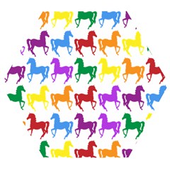 Colorful Horse Background Wallpaper Wooden Puzzle Hexagon