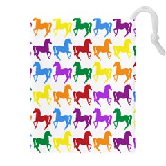 Colorful Horse Background Wallpaper Drawstring Pouch (4XL)