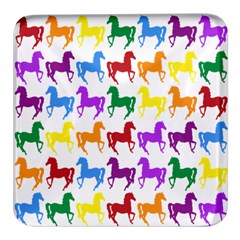 Colorful Horse Background Wallpaper Square Glass Fridge Magnet (4 pack)