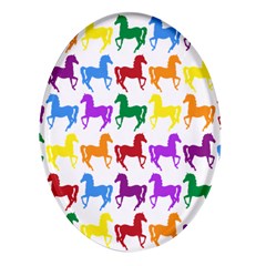 Colorful Horse Background Wallpaper Oval Glass Fridge Magnet (4 pack)
