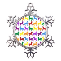 Colorful Horse Background Wallpaper Metal Large Snowflake Ornament
