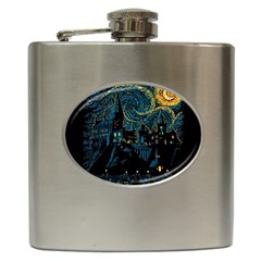 Castle Starry Night Van Gogh Parody Hip Flask (6 oz)