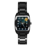 Castle Starry Night Van Gogh Parody Stainless Steel Barrel Watch Front