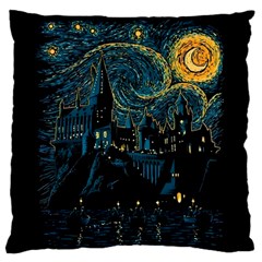 Castle Starry Night Van Gogh Parody Large Premium Plush Fleece Cushion Case (one Side) by Sarkoni