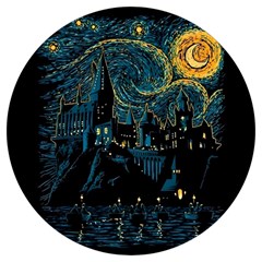Castle Starry Night Van Gogh Parody Round Trivet by Sarkoni