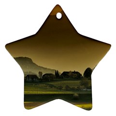 Mountains Village Trees Hills Star Ornament (two Sides)