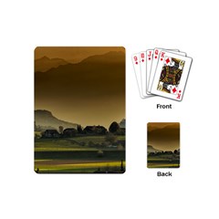 Mountains Village Trees Hills Playing Cards Single Design (mini)