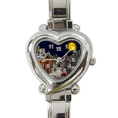 Christmas Landscape Heart Italian Charm Watch