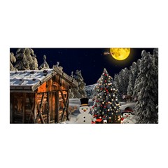 Christmas Landscape Satin Wrap 35  X 70 