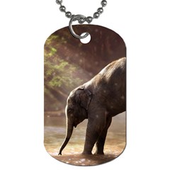 Baby Elephant Watering Hole Dog Tag (two Sides)