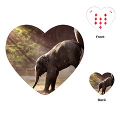 Baby Elephant Watering Hole Playing Cards Single Design (heart)