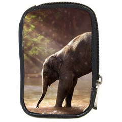 Baby Elephant Watering Hole Compact Camera Leather Case by Sarkoni