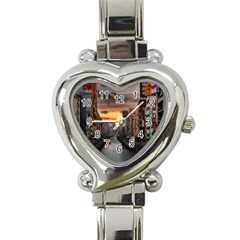 River Buildings City Urban Heart Italian Charm Watch