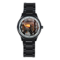 River Buildings City Urban Stainless Steel Round Watch