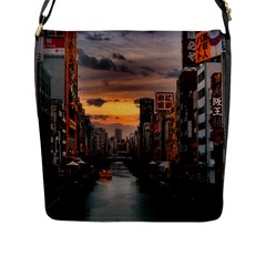 River Buildings City Urban Flap Closure Messenger Bag (l)