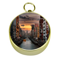 River Buildings City Urban Gold Compasses