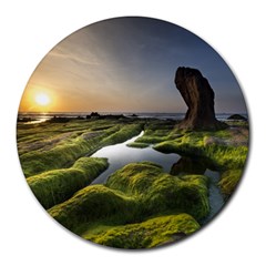 Coast Algae Sea Beach Shore Round Mousepad by Sarkoni