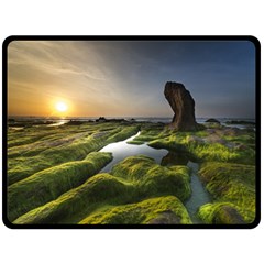 Coast Algae Sea Beach Shore Two Sides Fleece Blanket (large)