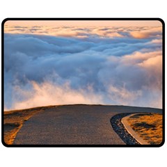 Landscape Sky Clouds Mountain Road Two Sides Fleece Blanket (medium)