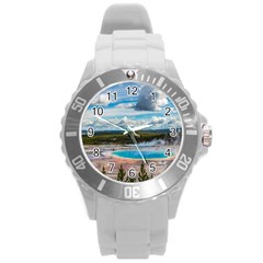 Mountains Trail Forest Yellowstone Round Plastic Sport Watch (l)