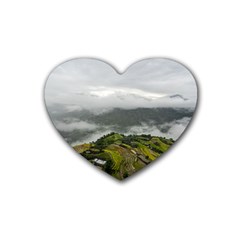 Residential Paddy Field Step Cloud Rubber Coaster (heart)