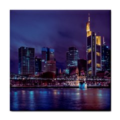 Frankfurt City Skyline Skyscraper Tile Coaster by Sarkoni