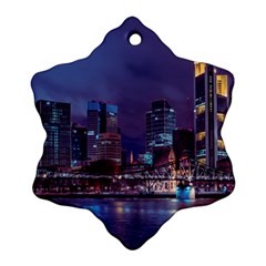 Frankfurt City Skyline Skyscraper Snowflake Ornament (two Sides) by Sarkoni