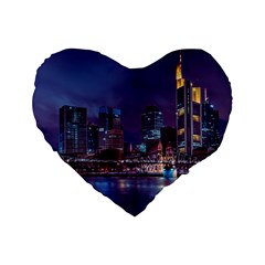 Frankfurt City Skyline Skyscraper Standard 16  Premium Flano Heart Shape Cushions
