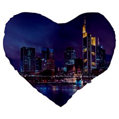 Frankfurt City Skyline Skyscraper Large 19  Premium Flano Heart Shape Cushions