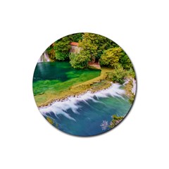 River Waterfall Rubber Coaster (round) by Sarkoni