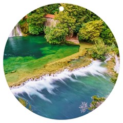 River Waterfall Uv Print Acrylic Ornament Round by Sarkoni