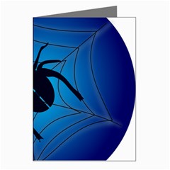 Spider On Web Greeting Cards (pkg Of 8) by Amaryn4rt