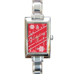 Winter Holiday Hours Rectangle Italian Charm Watch by Amaryn4rt