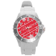 Winter Holiday Hours Round Plastic Sport Watch (l) by Amaryn4rt