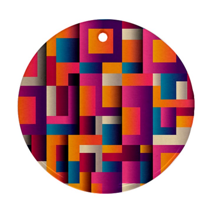 Abstract Background Geometry Blocks Round Ornament (Two Sides)