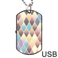 Abstract Colorful Diamond Background Tile Dog Tag Usb Flash (one Side) by Amaryn4rt