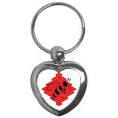 Bee Logo Honeycomb Red Wasp Honey Key Chain (heart)