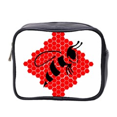 Bee Logo Honeycomb Red Wasp Honey Mini Toiletries Bag (two Sides) by Amaryn4rt