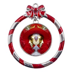 Carnival Düsseldorf Old Town Metal Red Ribbon Round Ornament