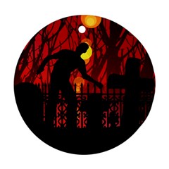 Horror Zombie Ghosts Creepy Round Ornament (two Sides) by Amaryn4rt